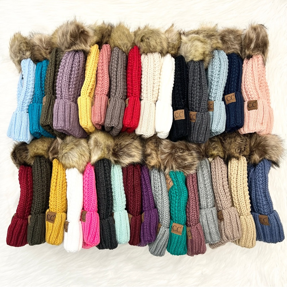 C.C Pom Premium Lined Beanies Adults, Winter Hats, Premium Hats, Warm Pom Hats